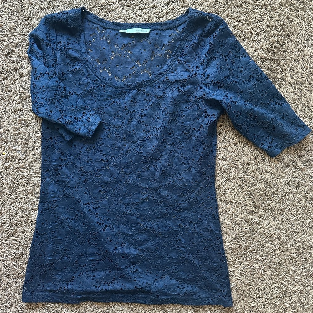 Elegant Navy Lace Women's Top